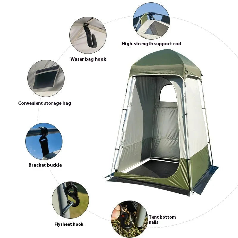 Outdoor single shower dressing camping tent, 140x140x230cm, double-sheet roof tent, Army Green or Brown