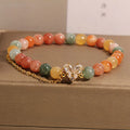 Women's crystal bracelet with three V-shaped zircon Fu Lu Shou charms in cartoon style