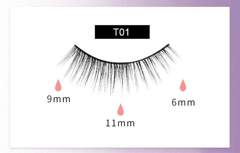 Reusable self-adhesive false eyelashes in white round gift box with three pairs