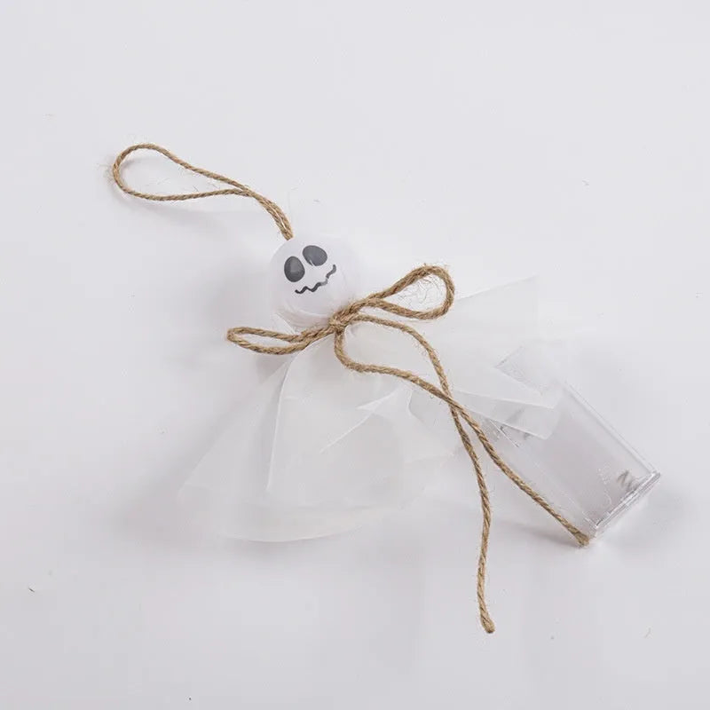 Halloween ghost LED lighting chain with colourful bulbs and battery box for cordless haunted venue decoration