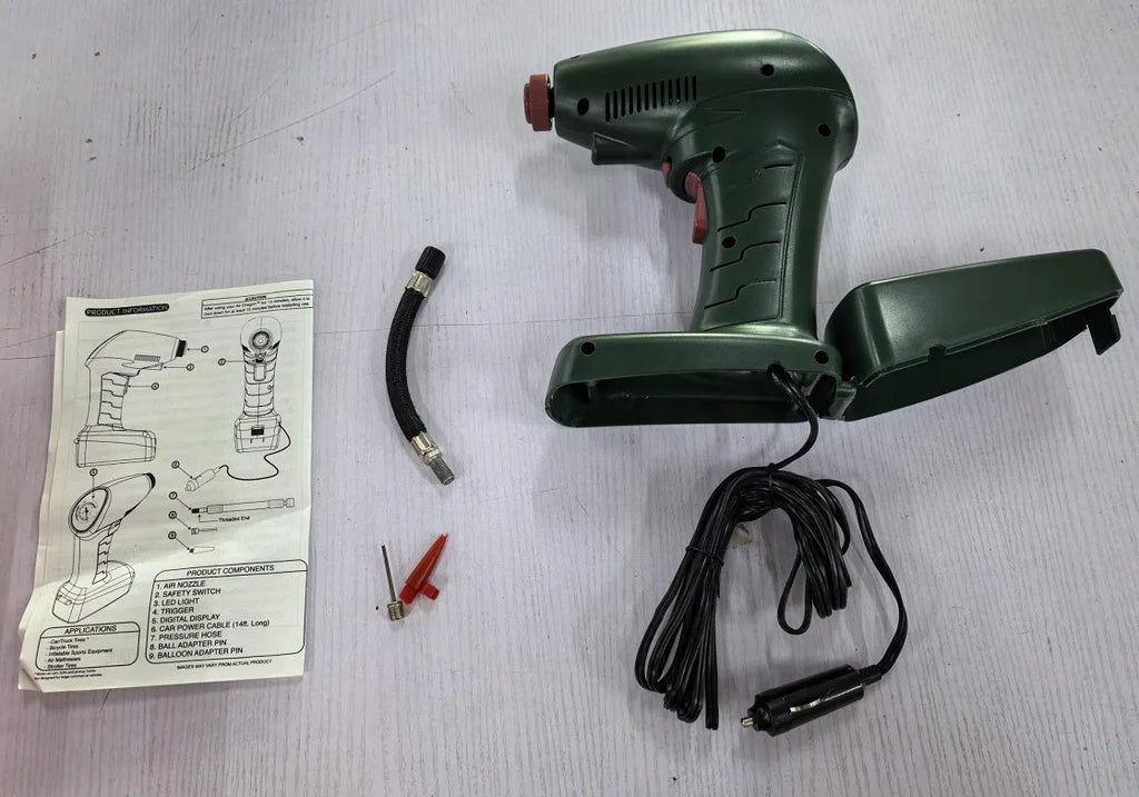 Portable air compressor 12V 10A plastic nylon ABS 18x8x25cm for car tyre inflation