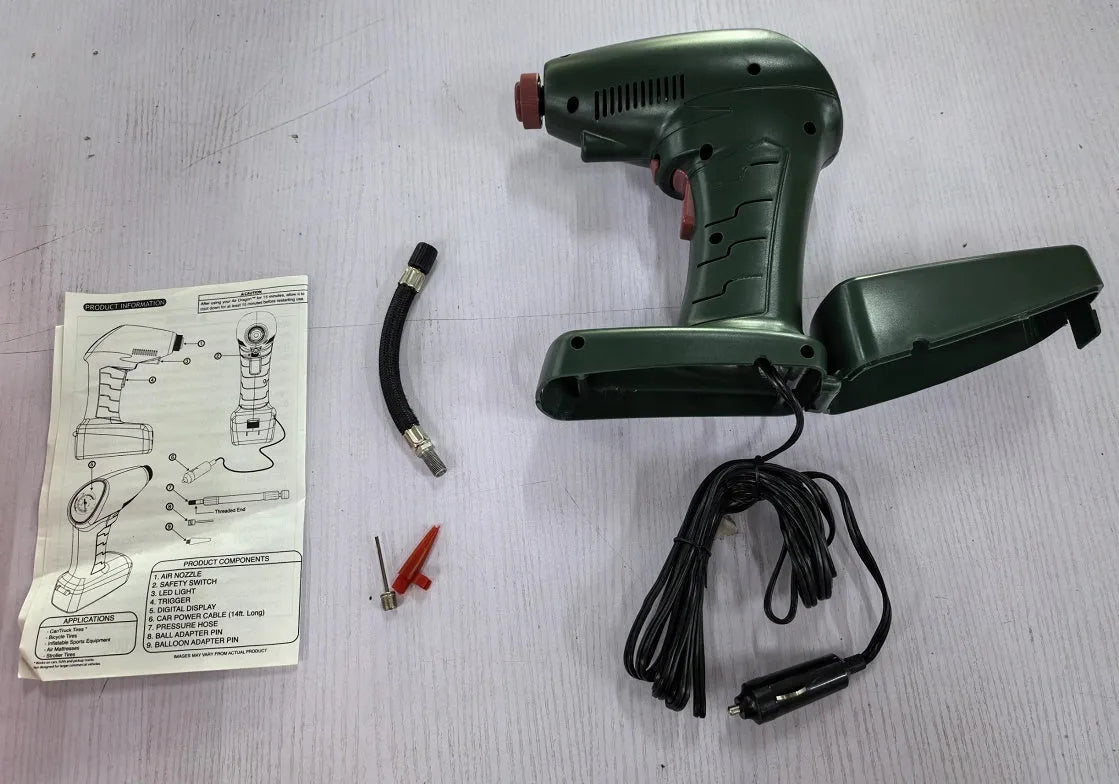 Portable air compressor 12V 10A plastic nylon ABS 18x8x25cm for car tyre inflation