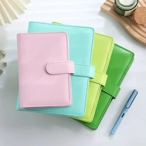 A5 PU leather zipper notebook shell in multiple colour options showing zipper closure and solid colour design
