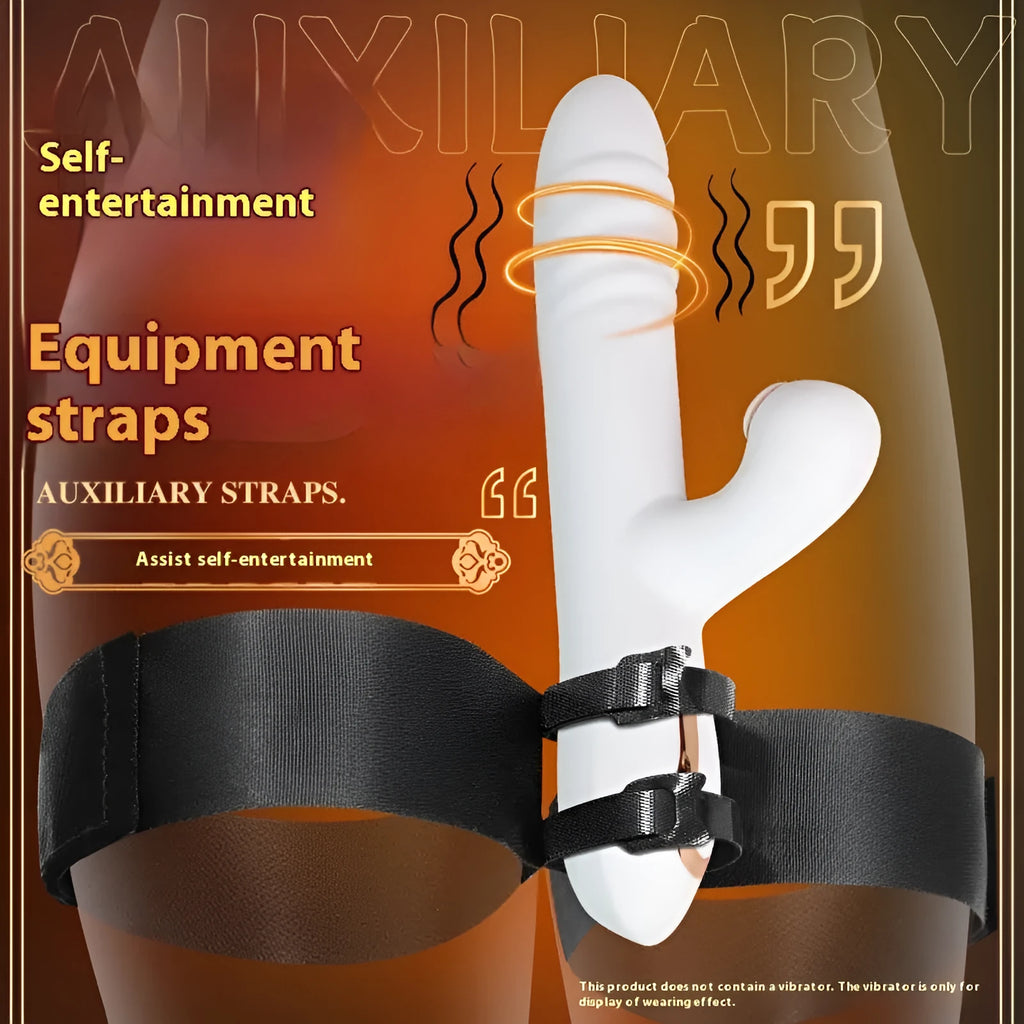 Black knitted strap-on harness with adjustable buckles for adult toys