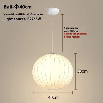 Fabric chandelier lantern lamp with iron frame, LED light source, available in multiple sizes from 30cm to 80cm