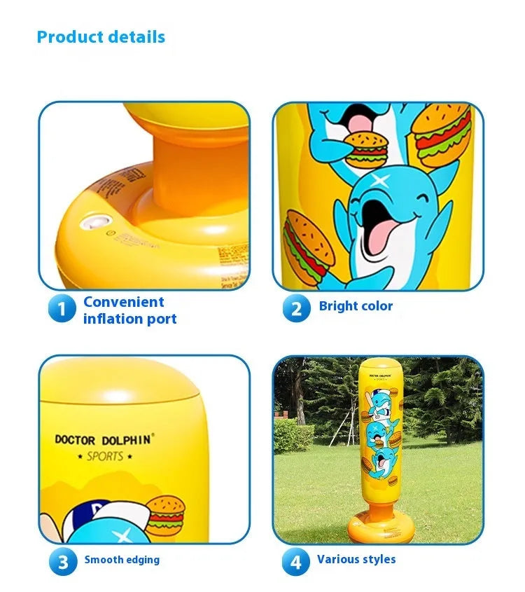 Yellow hamburger inflatable boxing column standing vertically at 120cm tall
