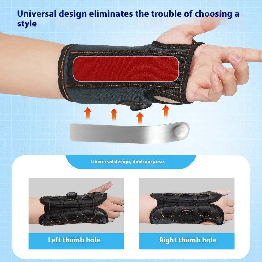 Black adjustable athletic wristguard with rotating pressure system on a flat surface