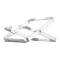 Silver grey folding aluminium alloy laptop stand with silicone pad, adjustable lifting and heat dissipation, for 11-18 inch devices