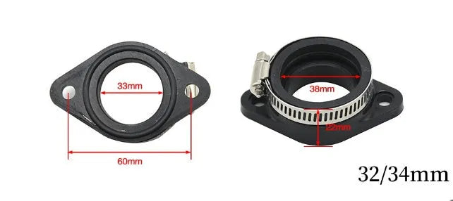Carburetor intake tube interface adapter for UTV ATV, compatible with PWK PE VM24 OKO KOSO KEIHIN carburettors, sizes 33 and 38