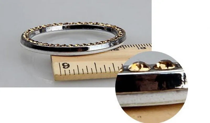 Diamond pattern 3D sticker car ignition ring decoration in silver