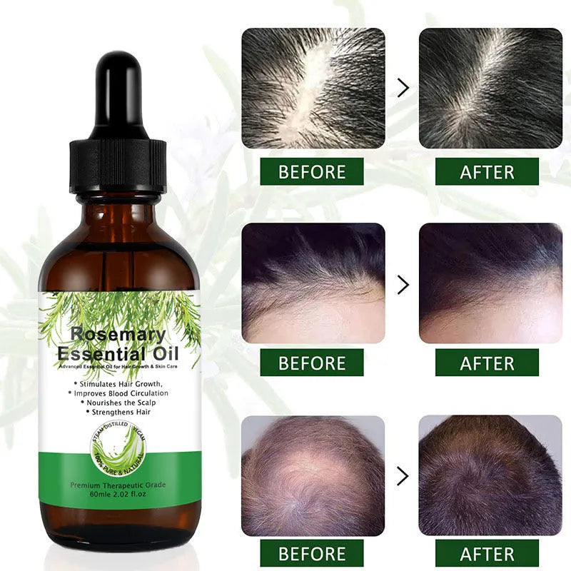 Rosemary hair growth serum in a white 60ml bottle for split end repair and frizz control