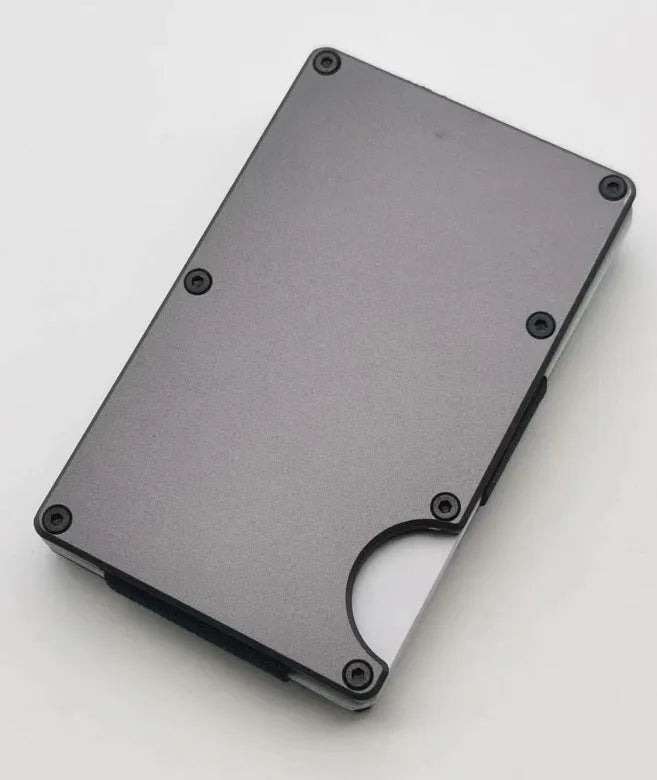 Aluminium alloy grey carbon fibre slim RFID blocking card wallet
