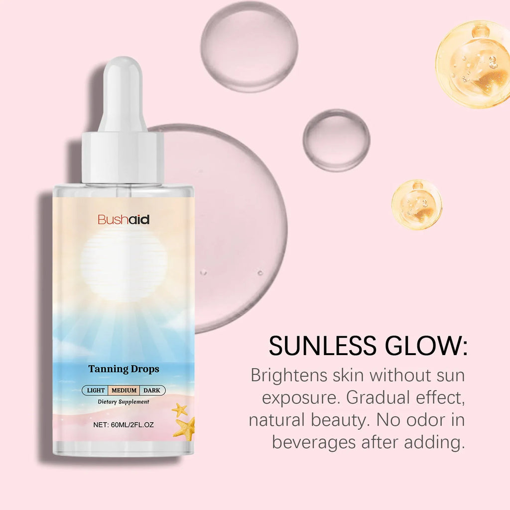 No Sunlight tanning drops in a 60ml pump bottle for face and body application.