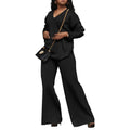 Women's brown suede two-piece suit with split sleeves and trousers