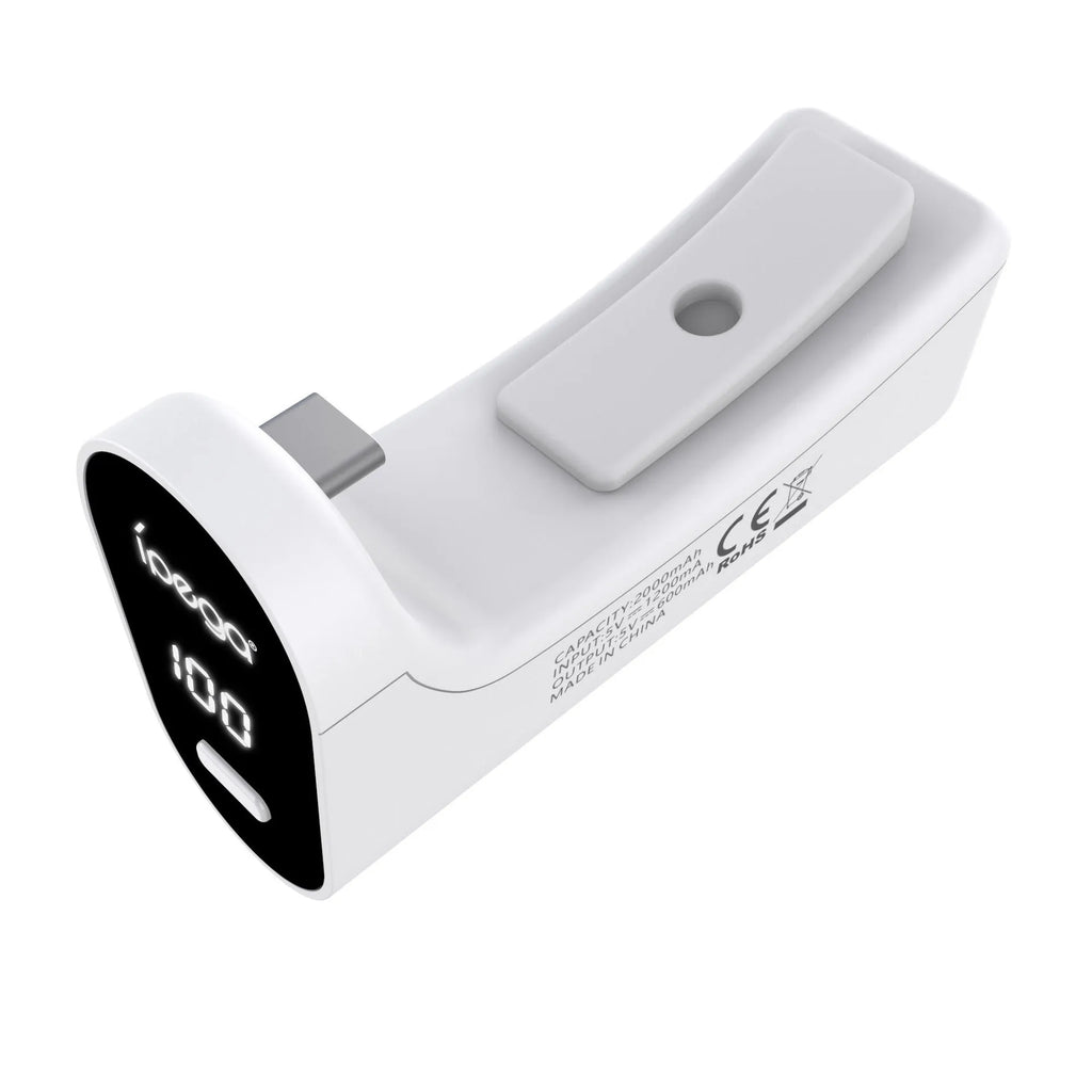 White PS5 gamepad rechargeable battery pack 2000mAh with digital display and Type-C cable