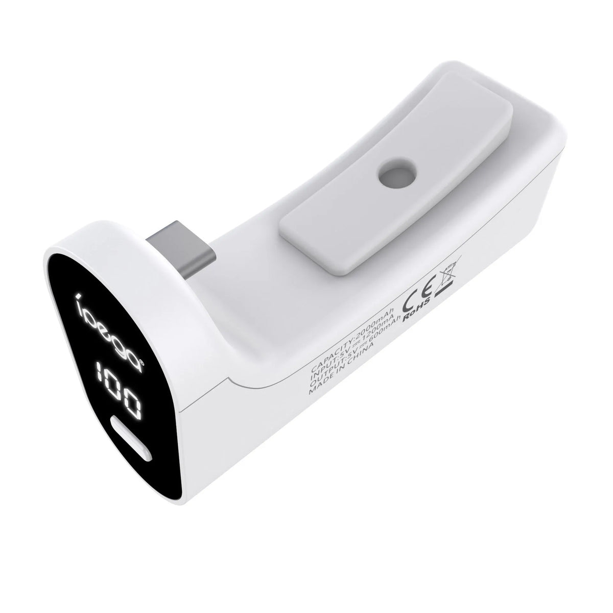 White PS5 gamepad rechargeable battery pack 2000mAh with digital display and Type-C cable