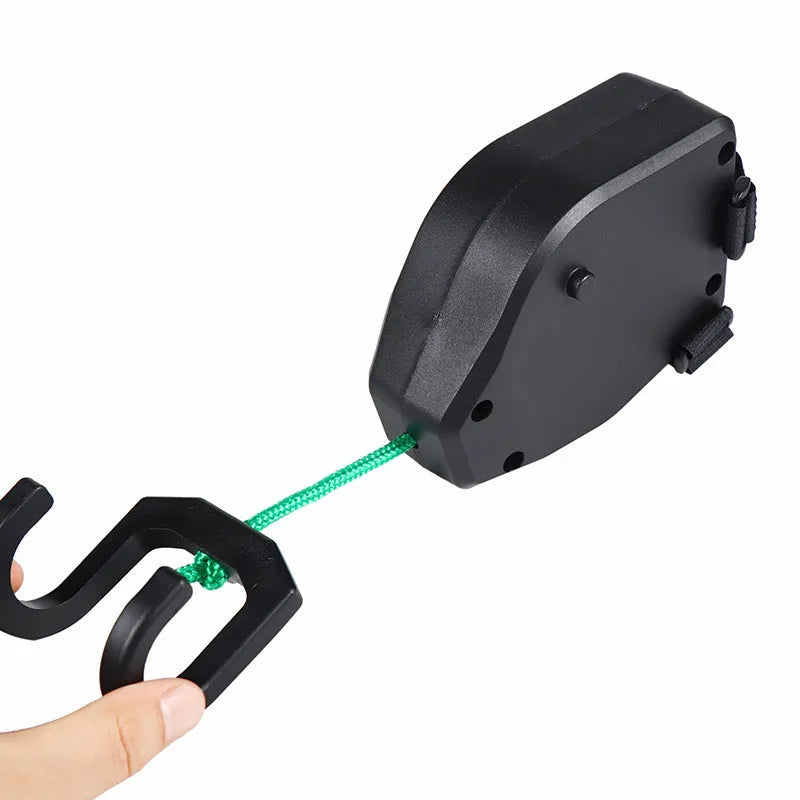 Black bike trailer tow rope with carabiner hooks for child carrier attachment