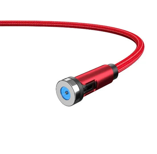 Essager rotating magnetic USB charging cable with blue LED light showing 360-degree rotation