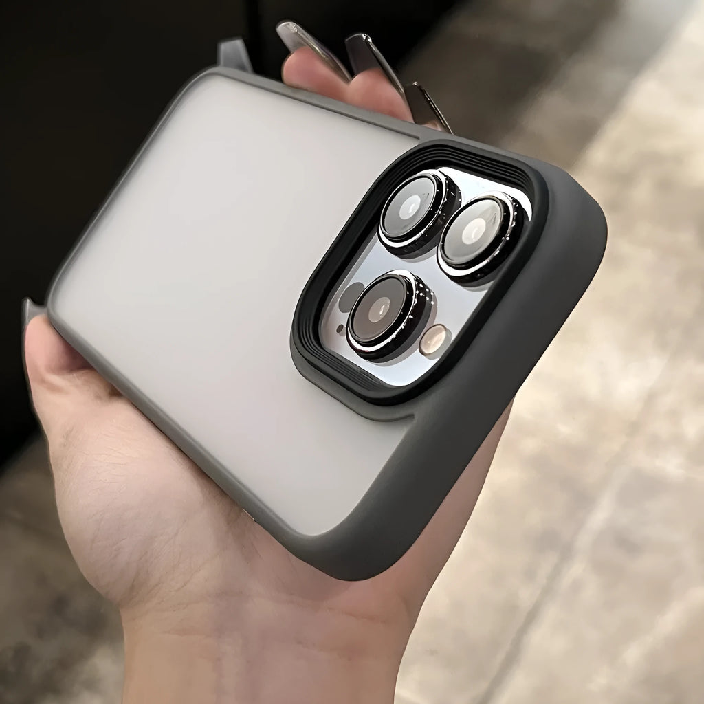 Magsafe frosted phone case for iPhone 15 Pro Max in Titanium Grey with PC and TPU construction
