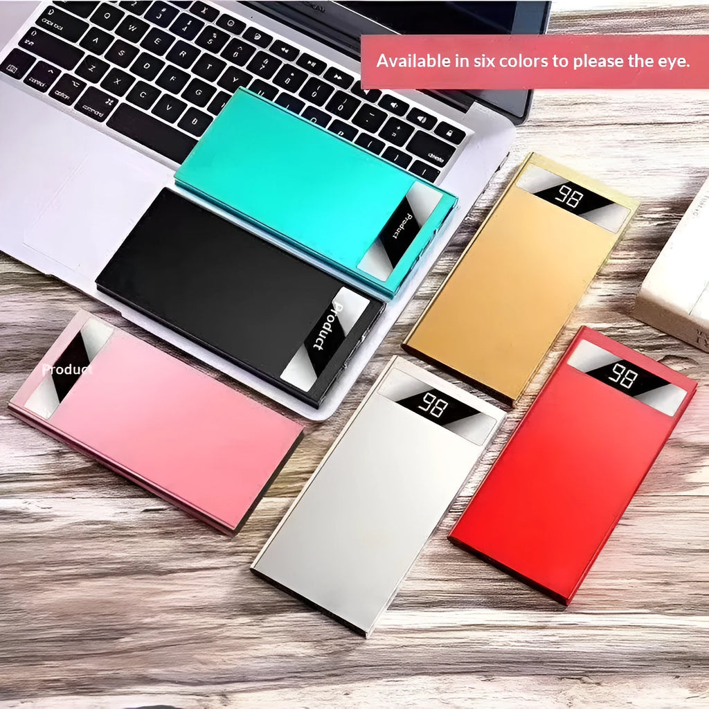 Ultra-thin 20000mAh alloy power bank power display USB charging six colours