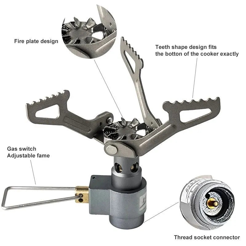 BRS-3000T ultralight titanium camping gas stove, 26g, folded size 37mm x 52mm, with green pouch