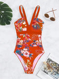 Women's floral backless one-piece swimsuit in multiple colours with high elasticity spandex lining