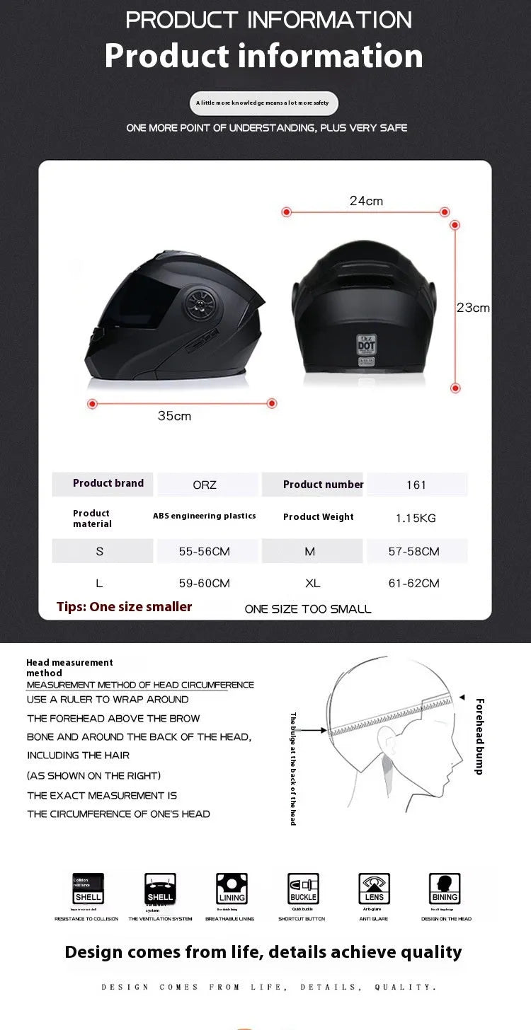 Matte black full face battery helmet for adults in sizes S M L XL on a white background.