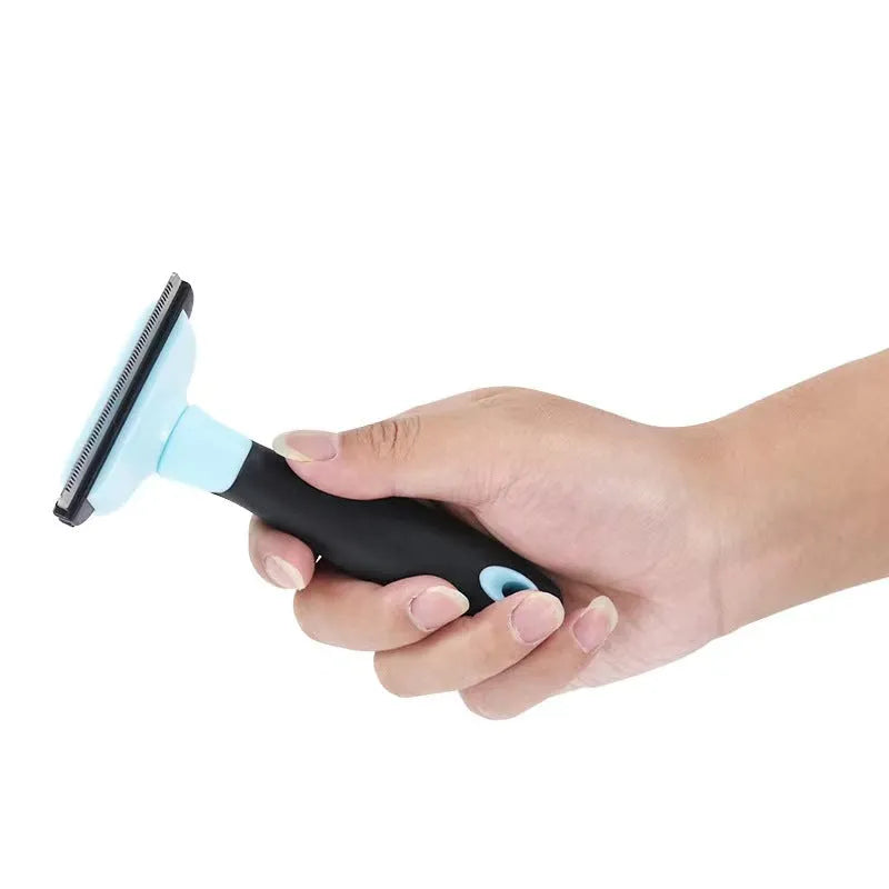 Large blue removable knot opener pet hair removal comb for dogs, 13.5 x 10.5 x 5 cm, stainless steel