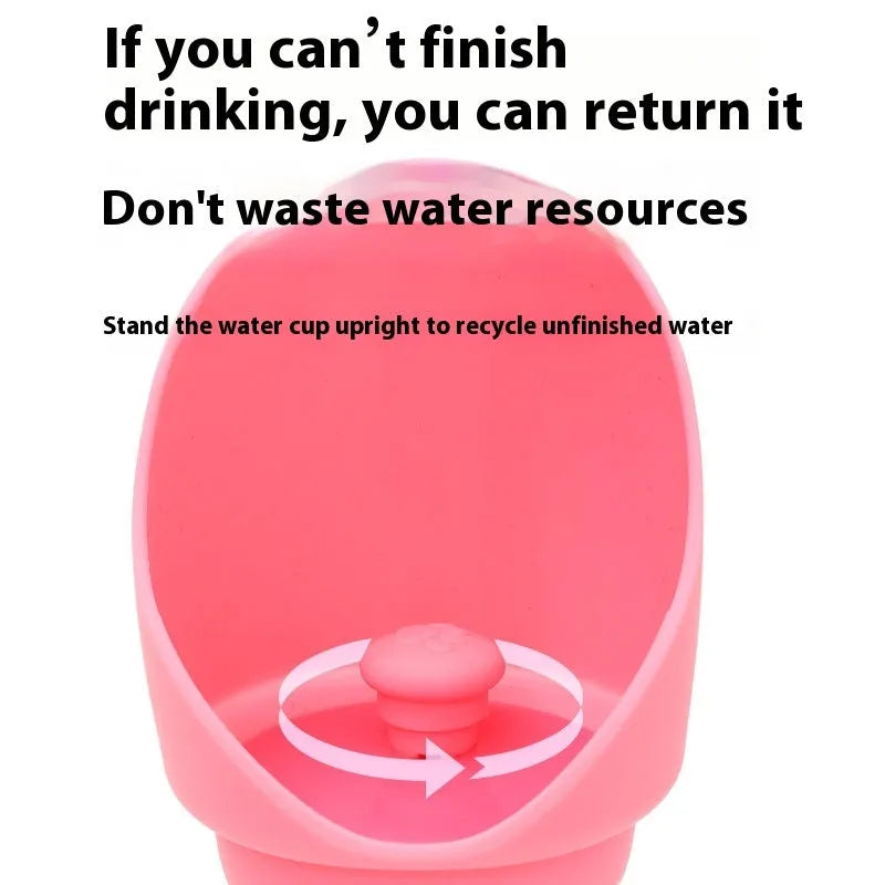 Silicone pet folding cup shown in assorted colours including black, pink, and blue, collapsed flat and expanded for use.