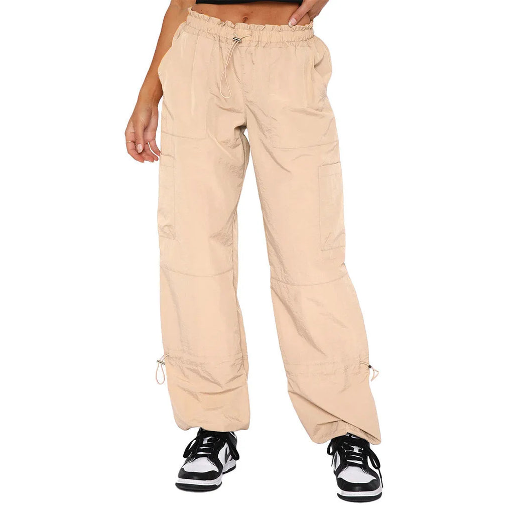 Straight-leg multi-pocket cargo casual trousers in six colour options with loose fit design