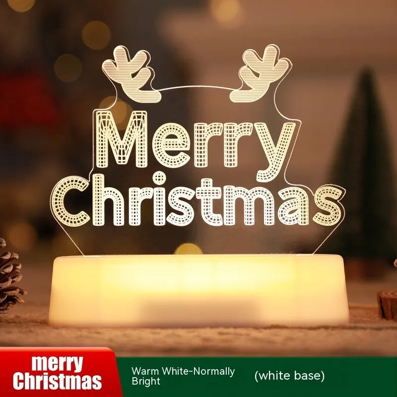 Acrylic Christmas LED night light with 3D holiday designs