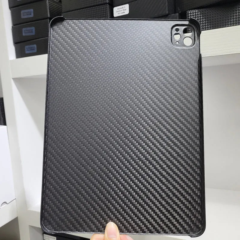 Carbon fibre hard protective cover for Apple iPad Pro 11-inch in matte and forged finish options.