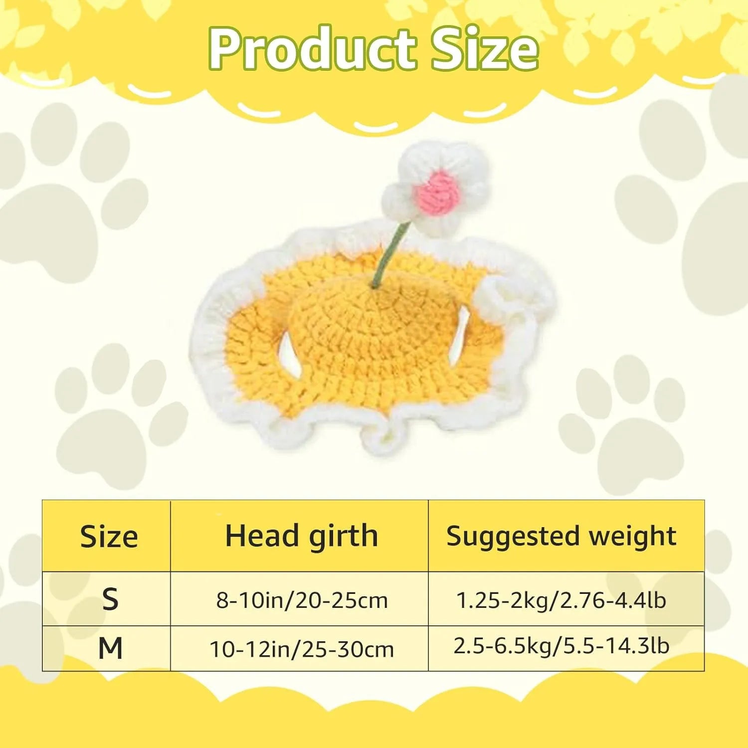 Knitted pet hat with cartoon design for cats and small dogs in green colour