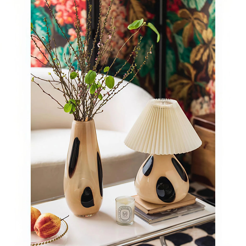 Nordic ceramic dimming table lamp in Panda or Striped design, 220V bedside desk light with plug options