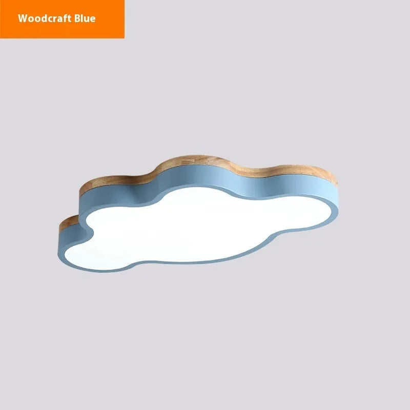 Cloud LED ceiling lamp in 50x25cm 24W or 63x35cm 33W with wooden colour finish for bedroom or study