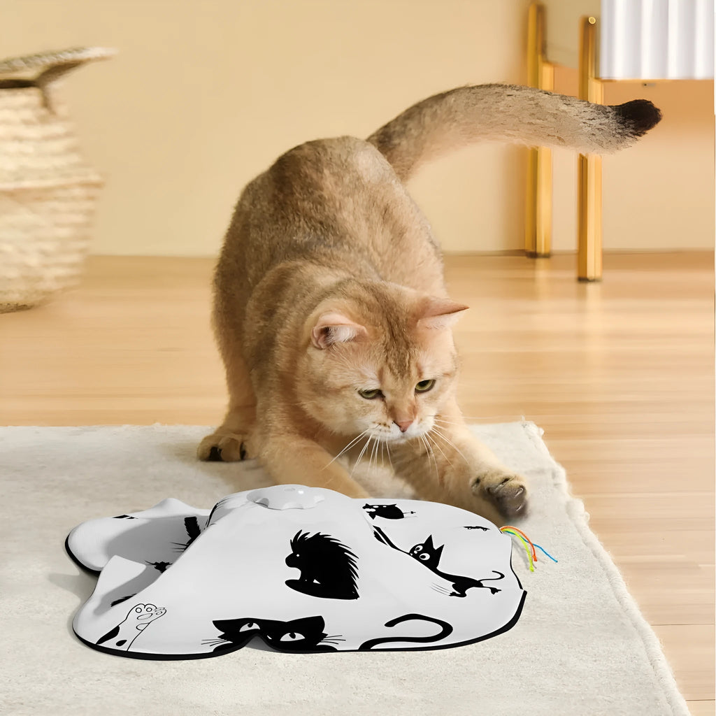 Plastic cat teaser toy for self-play measuring 19.8 by 11.5 by 19.5 cm