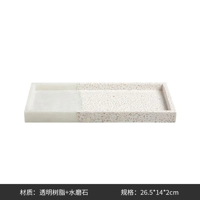 Resin terrazzo decorative storage tray 26.5x14x2cm in colour SZ23038 on a coffee table