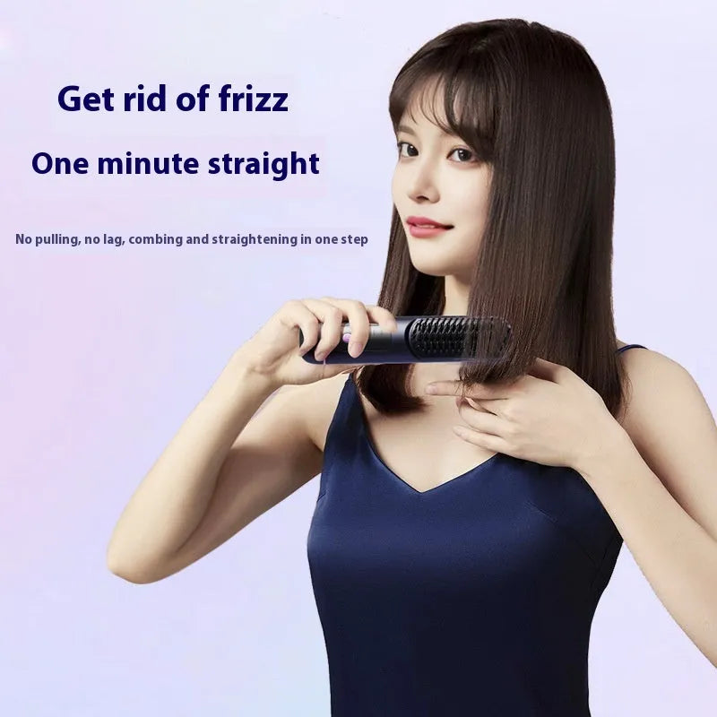 Portable negative ion hair comb in white, dark blue or grey colours with USB charging cable