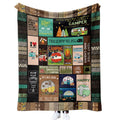 Soft hypoallergenic outdoor camping blanket in 100% polyester with lamb cashmere texture, available in multiple sizes.