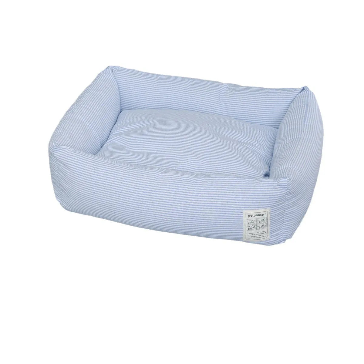 White and blue striped cloth foldable cat nest with shirt lining