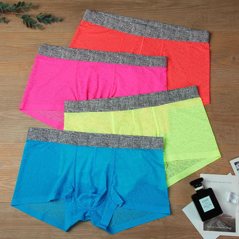 Men's lace boxer briefs in seven colours with seamless construction and low waist design