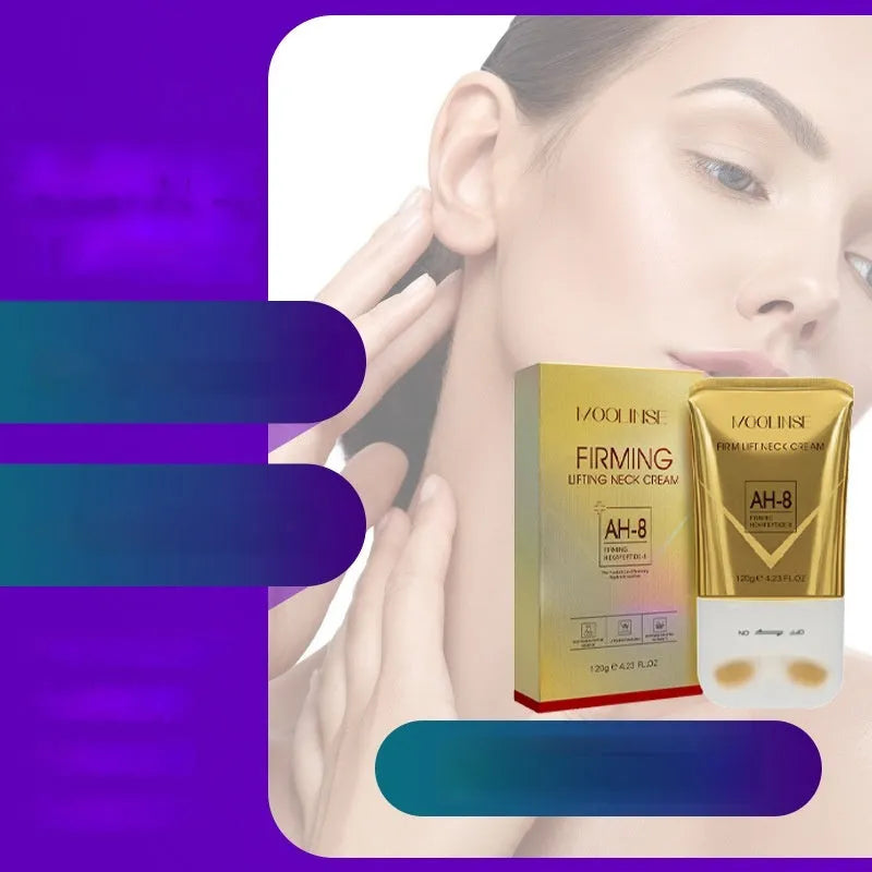 Neck cream with roller applicator for dry skin treatment in medium sample size packaging