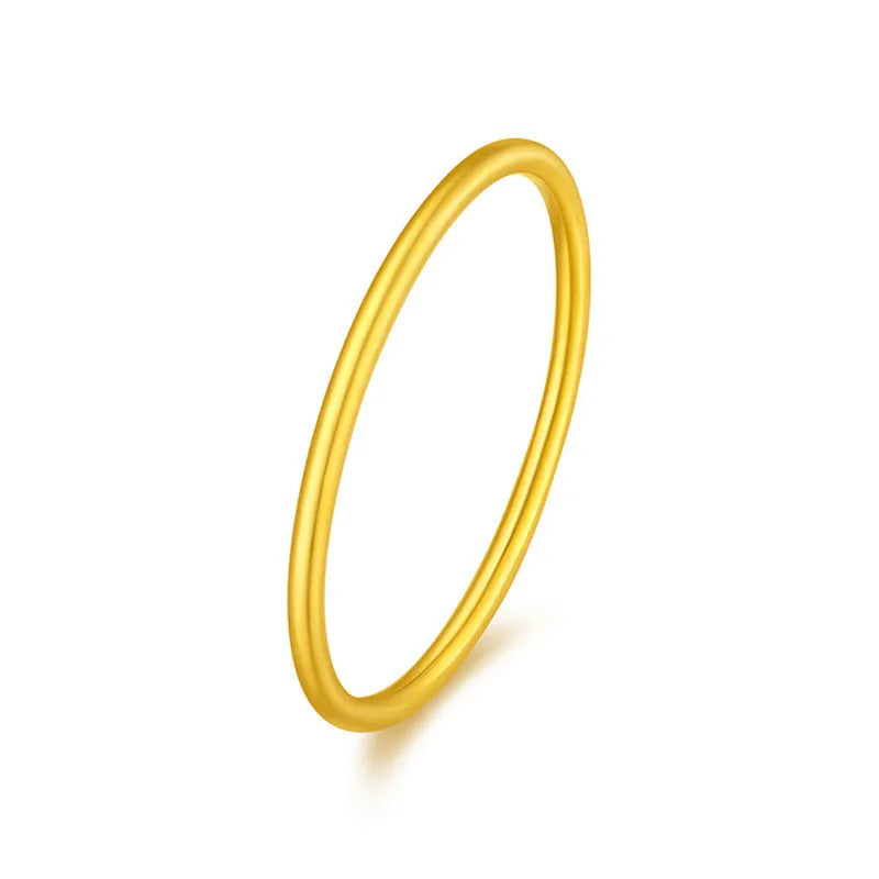 Women's brass gold plated ring showing simple bracelet and twist design options in glossy and matte finishes