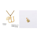 Stainless steel necklace with a cross chain and a single initial letter pendant in a gold tone.