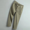 Men's striped casual trousers in black, dark blue, gray, dark khaki, or apricot, made of polyester, sizes 29-40.