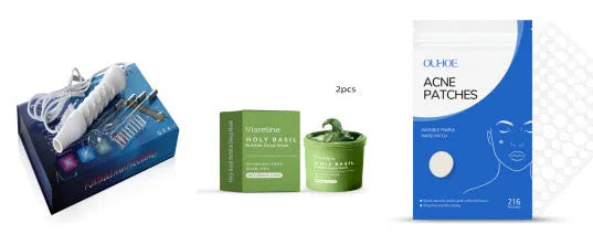 Holy Basil Bubble Deep Mask set with 216 acne patches and beauty instrument, colour option Set