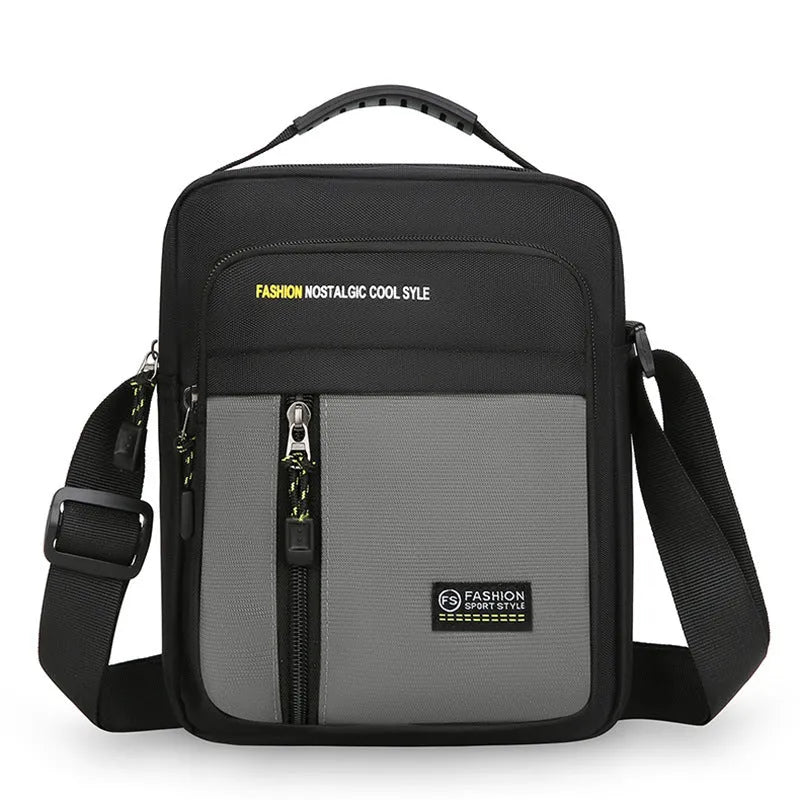 Men's nylon crossbody messenger bag with sewing thread detailing in four colour options