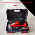 Red electric hedge shears in plastic box with 23cm blade for garden trimming