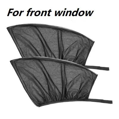 Set of grey non-woven fabric car window mesh sunshades for front and rear side windows
