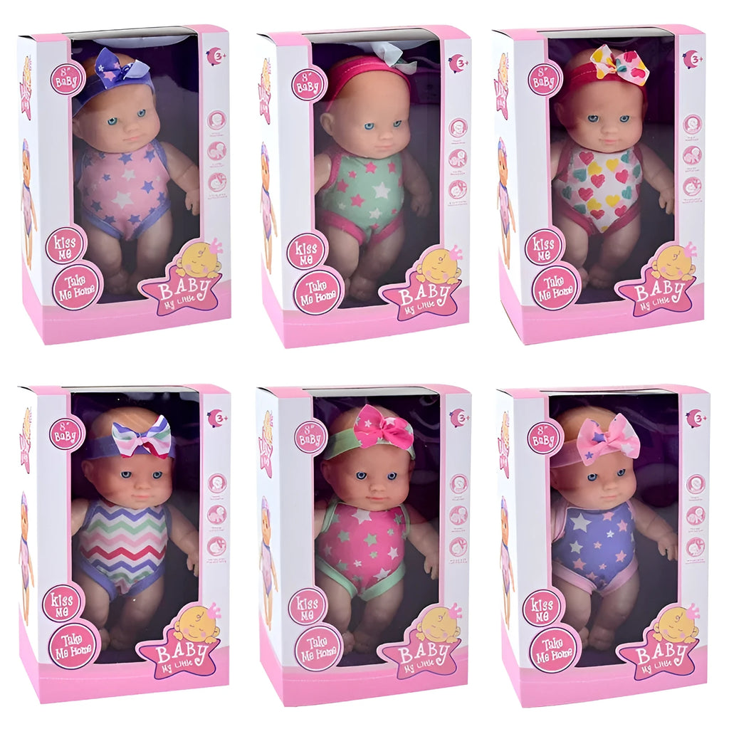 Detailed vinyl simulation baby doll figurine collectible model in display pose